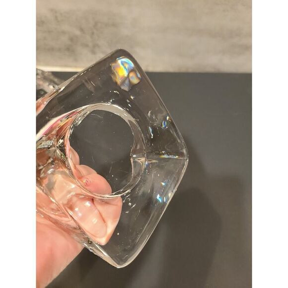 Nybro Crystal Pyramid Candle Holders by Tord Kjellstrom Sweden MCM Set of 2 - Picture 7 of 11